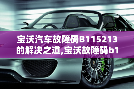 宝沃汽车故障码B115213的解决之道,宝沃故障码b115213怎么解决,汽车故障码宝沃 24