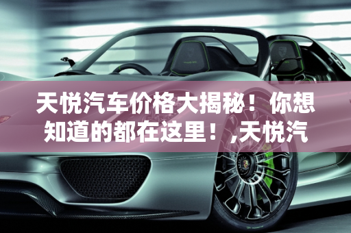 天悦汽车价格大揭秘！你想知道的都在这里！,天悦汽车价格大揭秘！你想知道的都在这里！